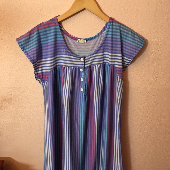 VTG Retro Striped Full Length Night Gown - Picture 9 of 15